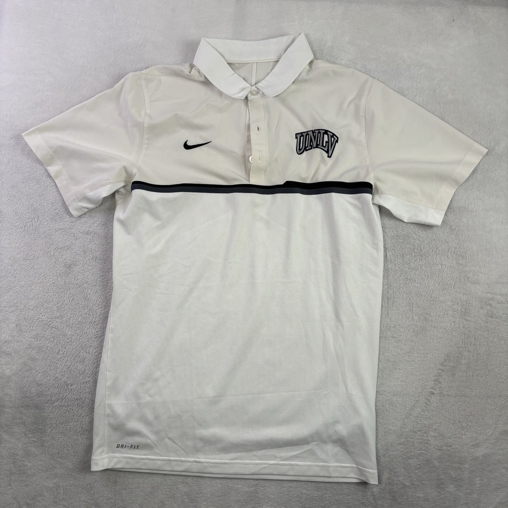 Nike UNLV Dri-Fit White Short Sleeve Collared Polo Shirt Men's Small